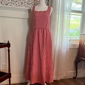 Red Gingham Midi Dress